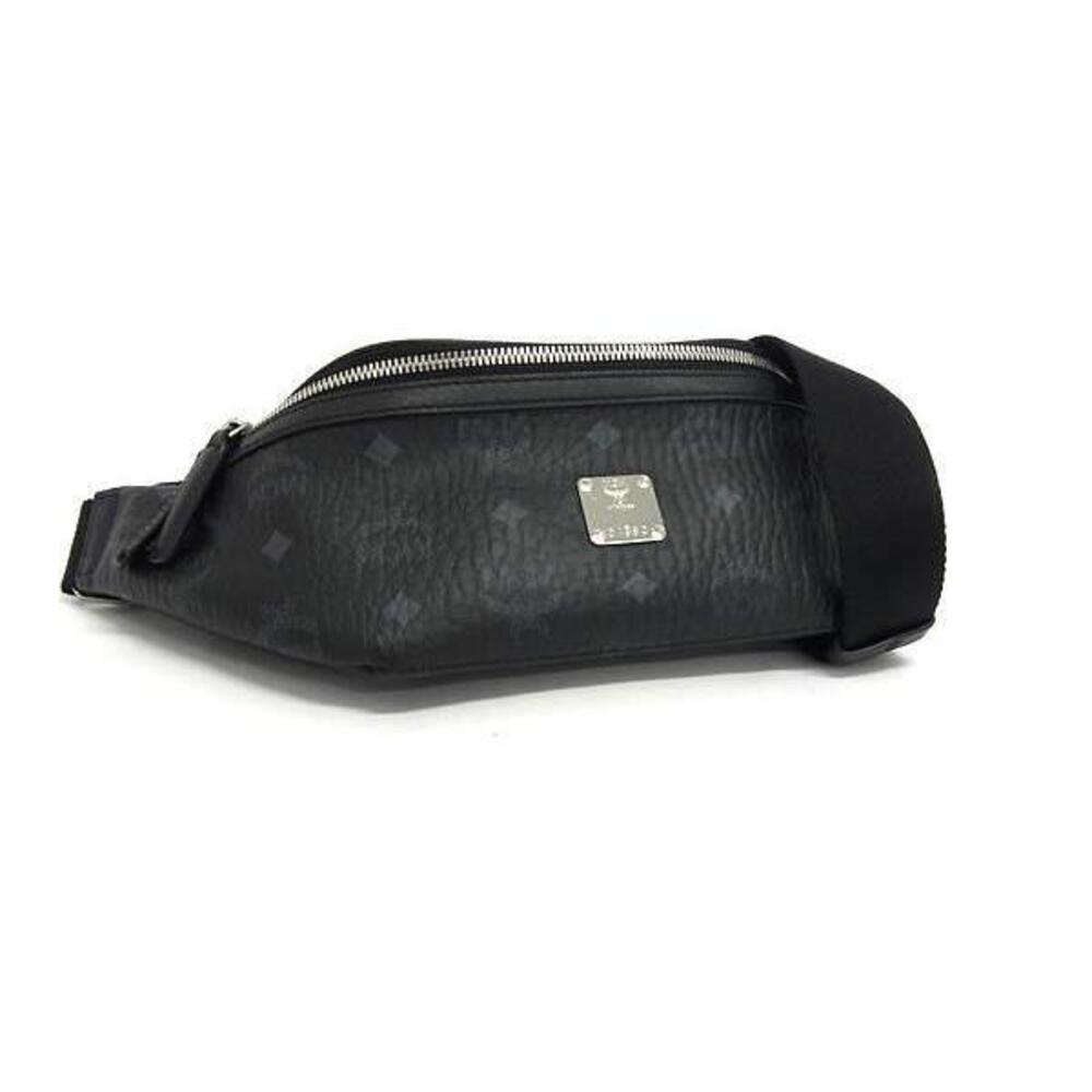 MCM Monogram Visetos Leather Body Belt Bum Crossbody Bag Waist Clutch Black